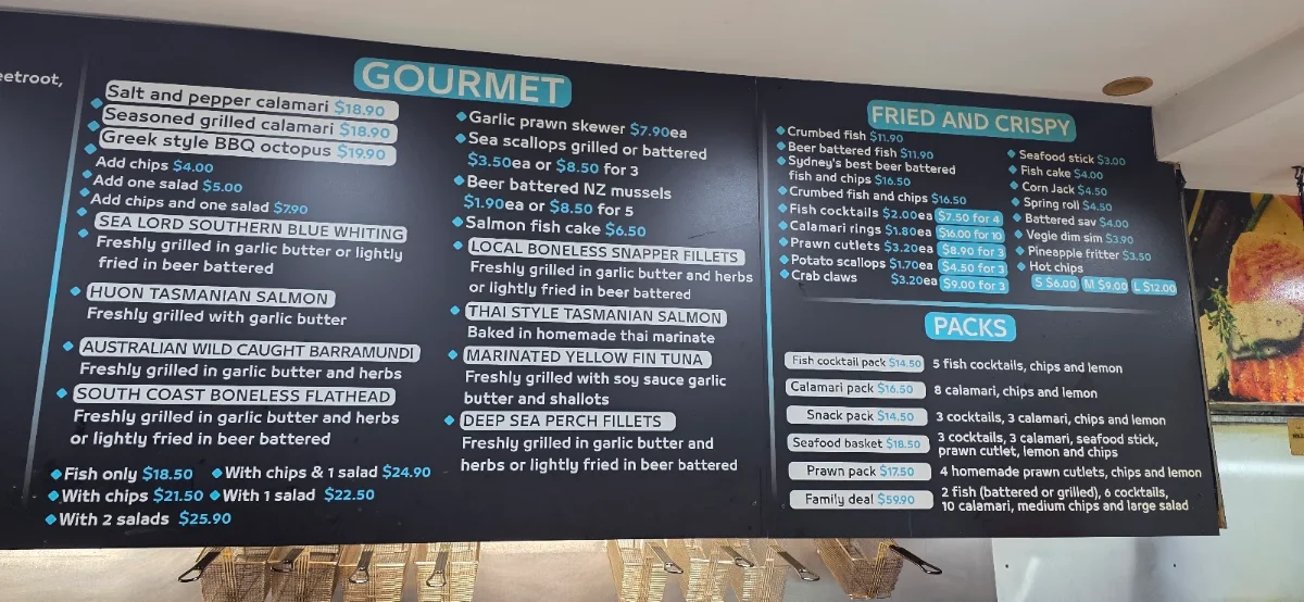 Menu, Chubby Fish