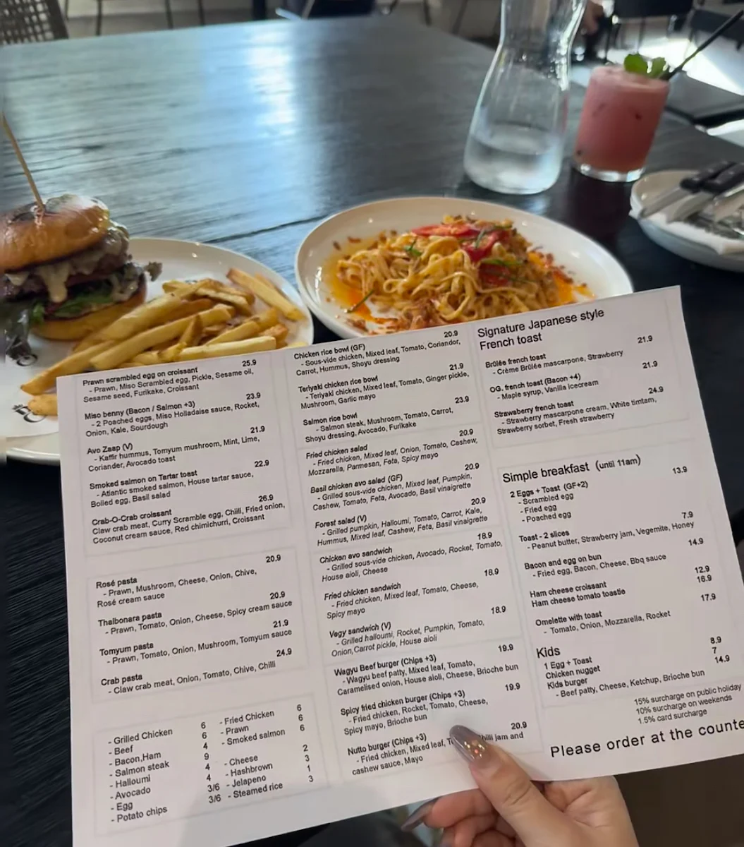 Menu, The Brothers project cafe