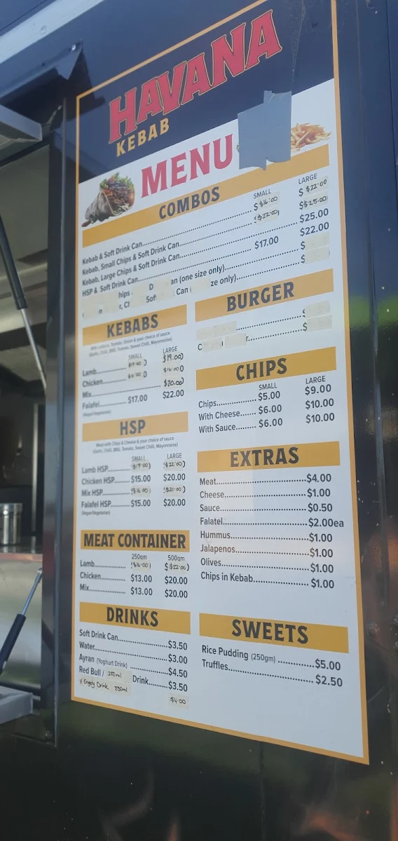 Menu, Havana Kebab