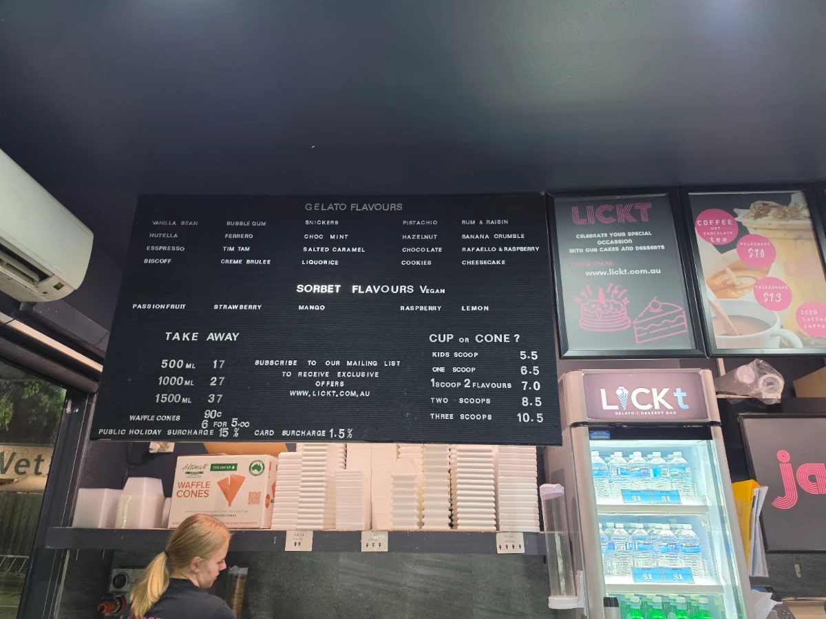 Menu, Lickt Ashburton