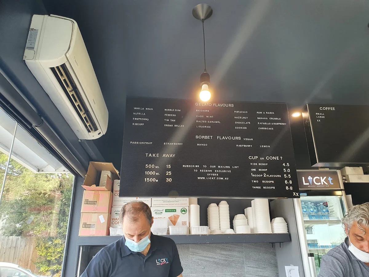 Menu, Lickt Ashburton