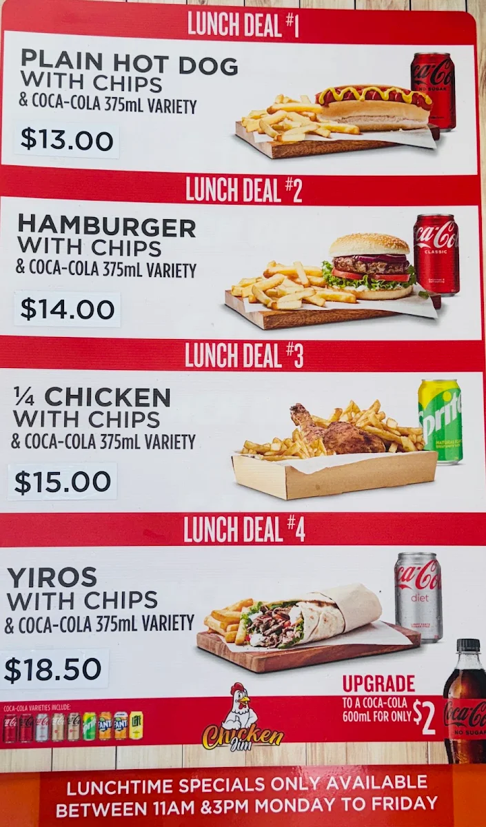 Menu, Chicken Jim