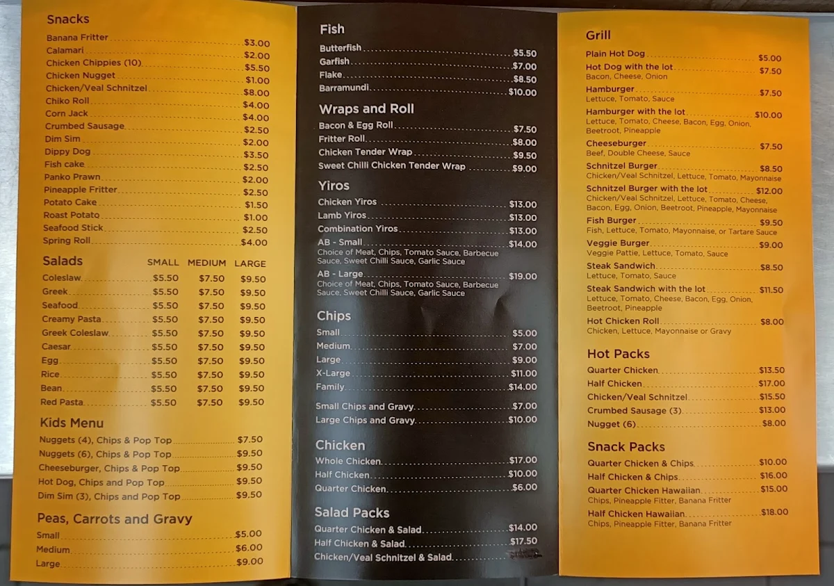 Menu, Chicken Jim