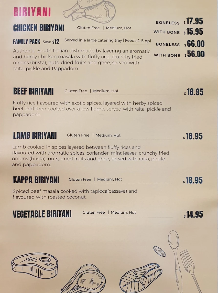 Menu, Taste of Kerala