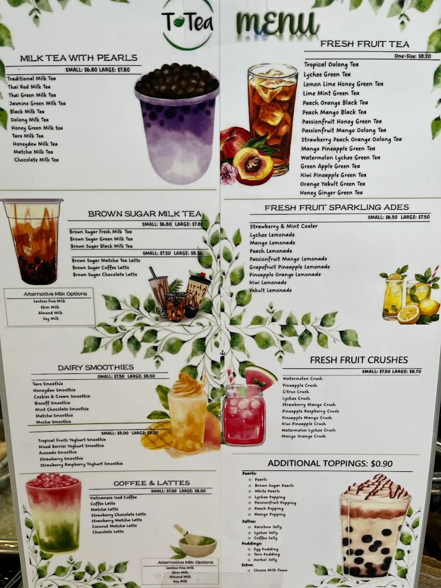 Menu, T Tea