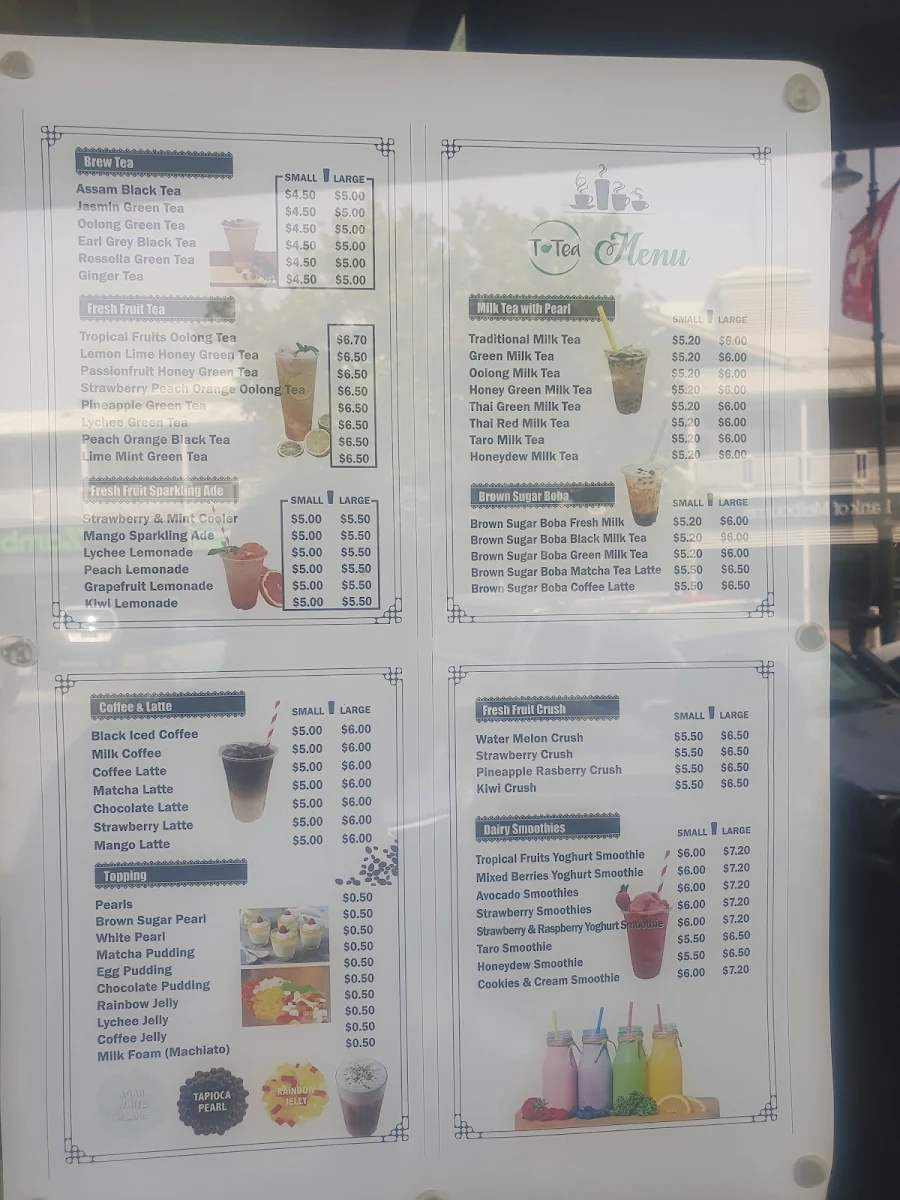 Menu, T Tea