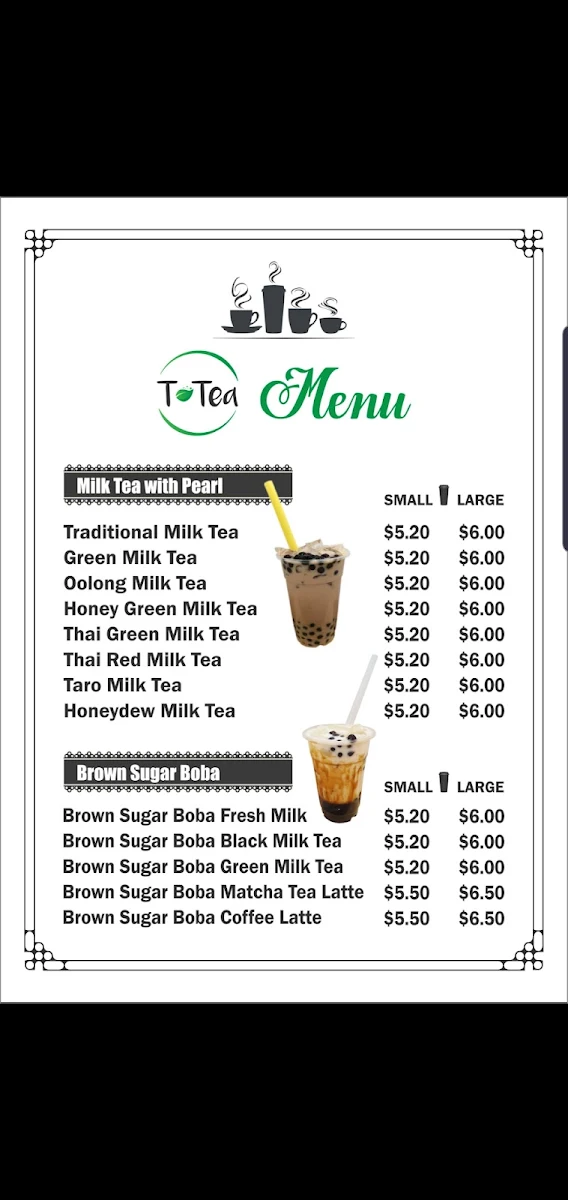 Menu, T Tea