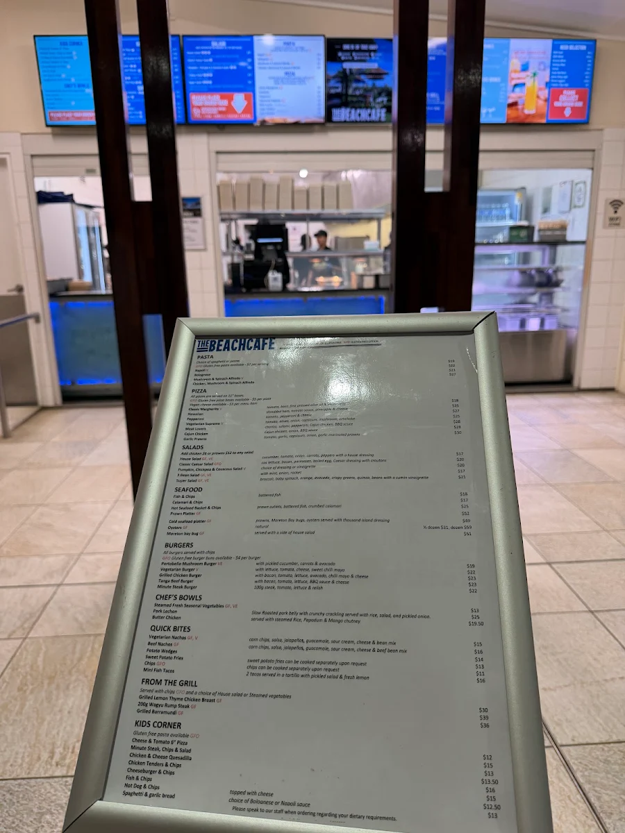 Menu, Beach Cafe