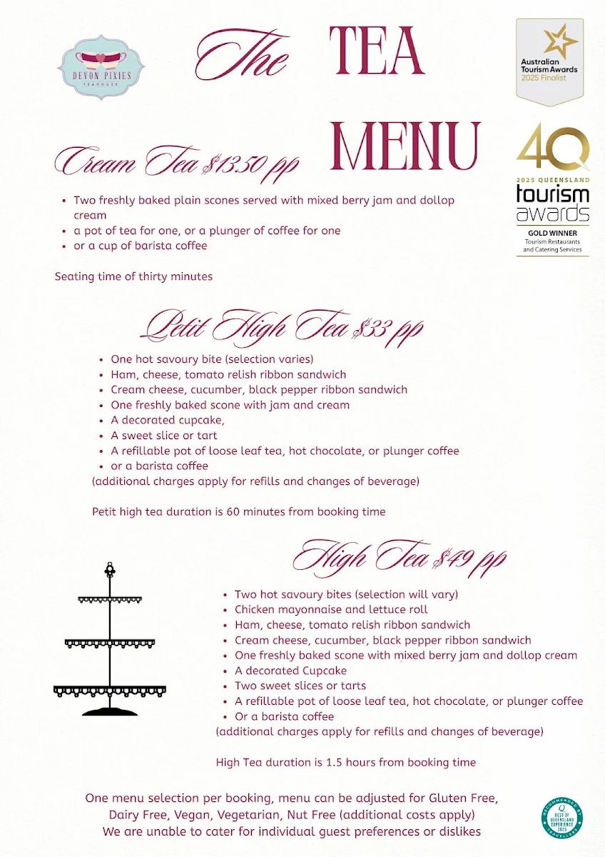 Menu, Devon Pixies