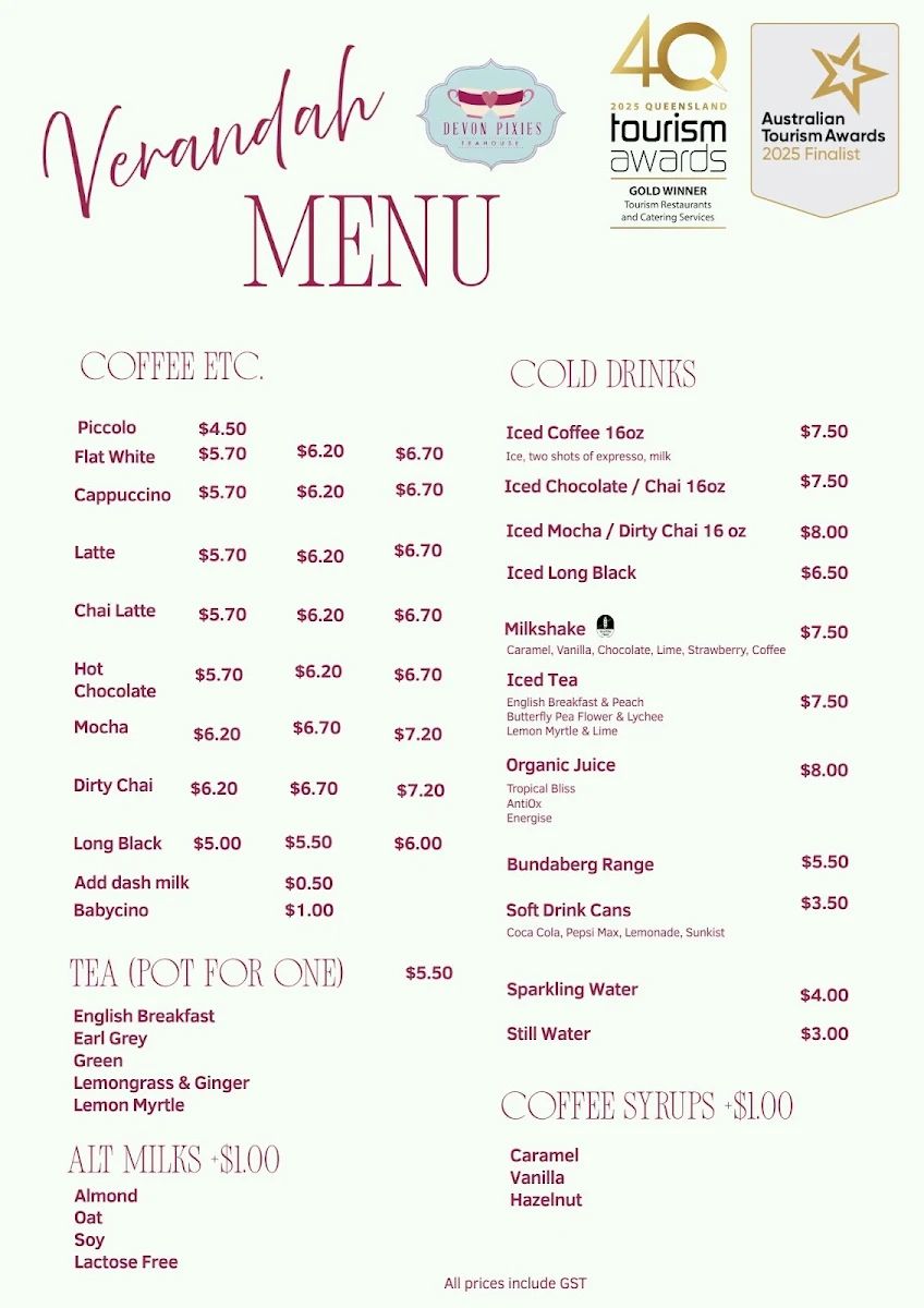 Menu, Devon Pixies