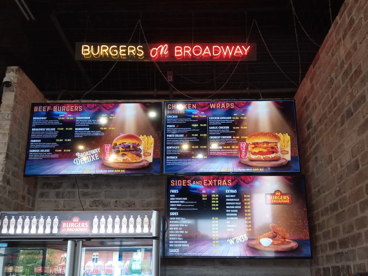 Menu, Burgers on Broadway Kingsgrove