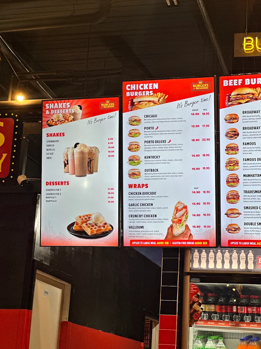 Menu, Burgers on Broadway Kingsgrove