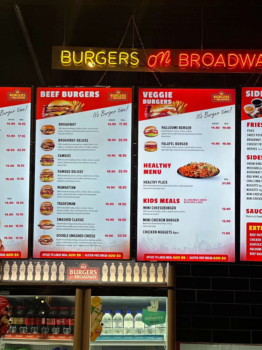 Menu, Burgers on Broadway Kingsgrove