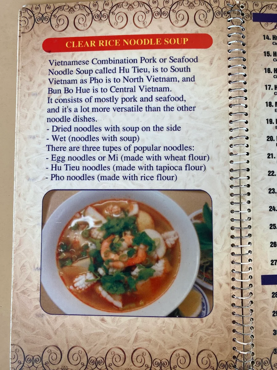Menu, Hu Tieu Thanh Liem