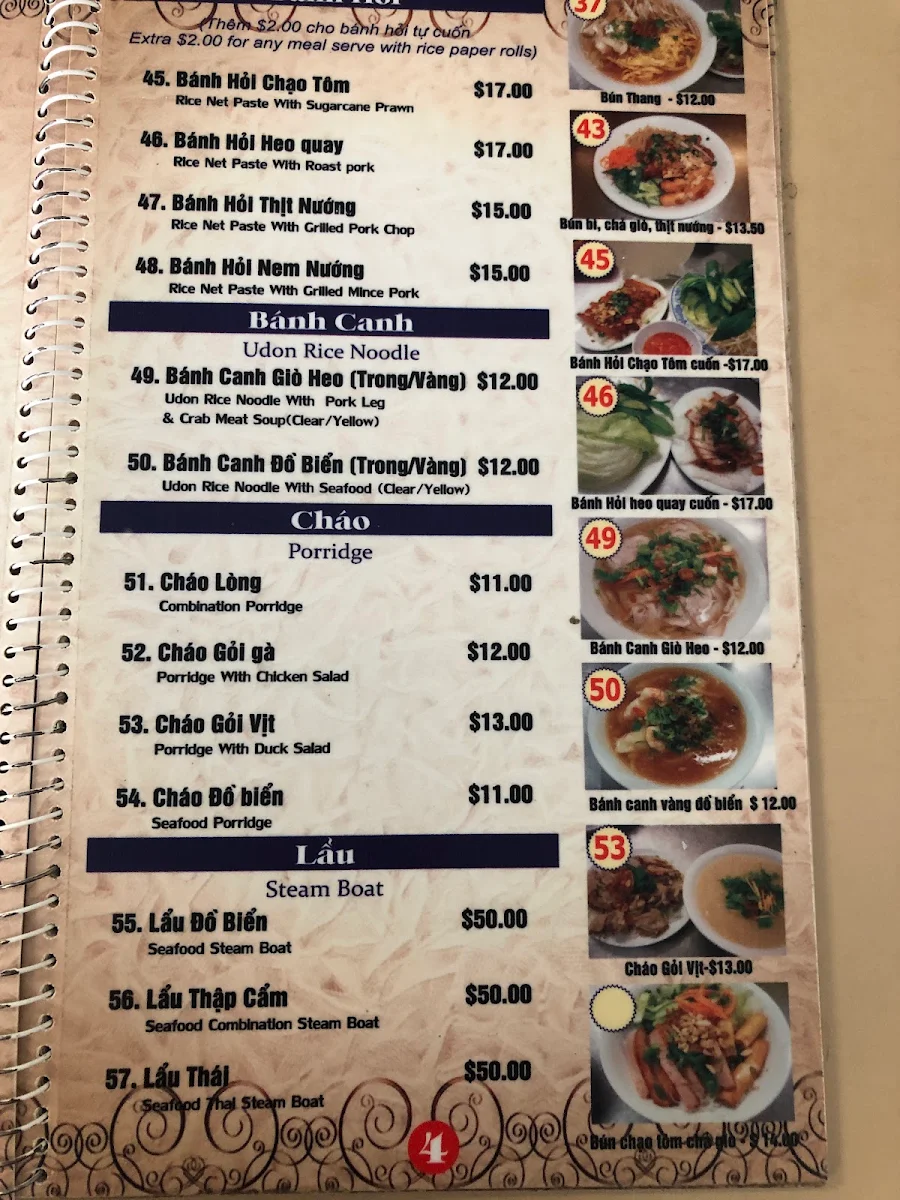 Menu, Hu Tieu Thanh Liem