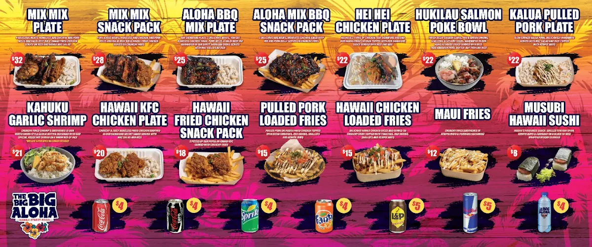 Menu, The Big Big Aloha Food Truck