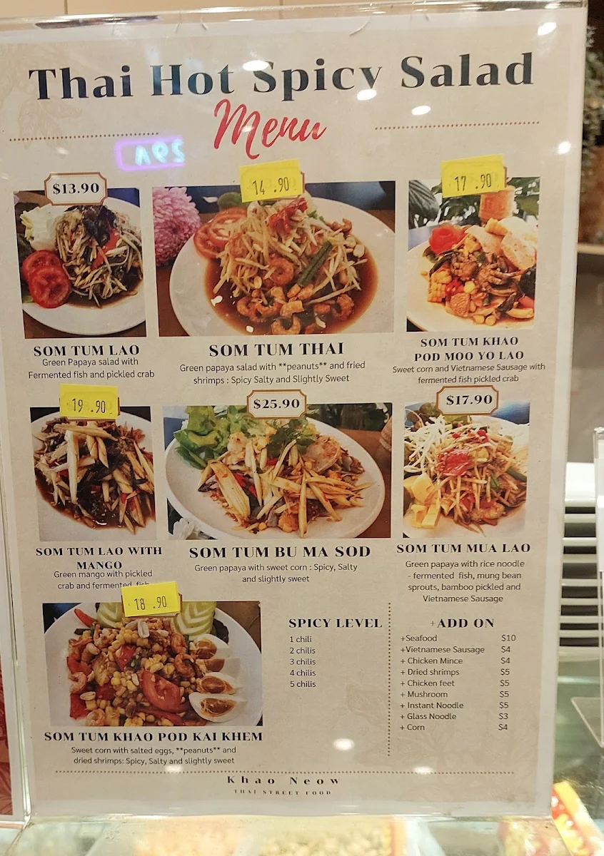 Menu, Khao Neow Thai Street Food