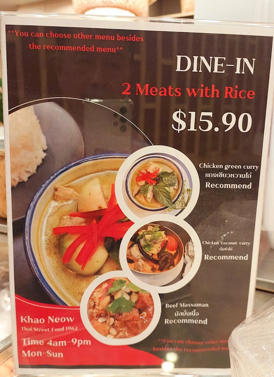 Menu, Khao Neow Thai Street Food