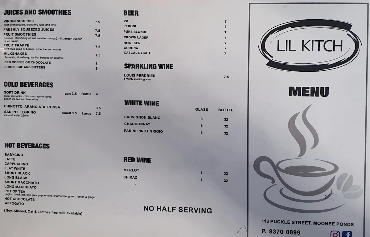 Menu, Lil Kitch