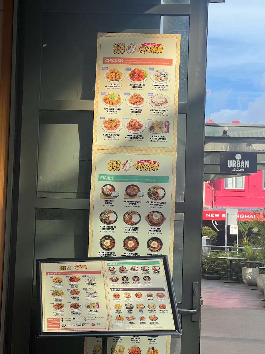 Menu, 888 Korean Fried Chicken Ashfield