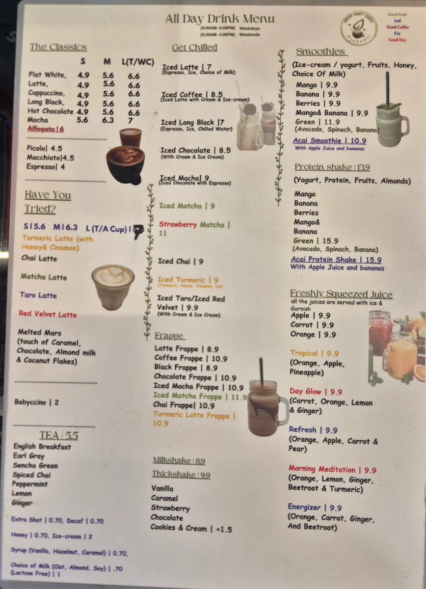 Menu, Quick Shot Cafe @ Jannali