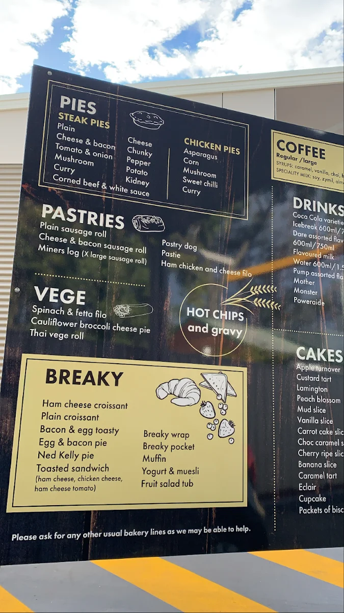 Menu, Fairbairn Bakery