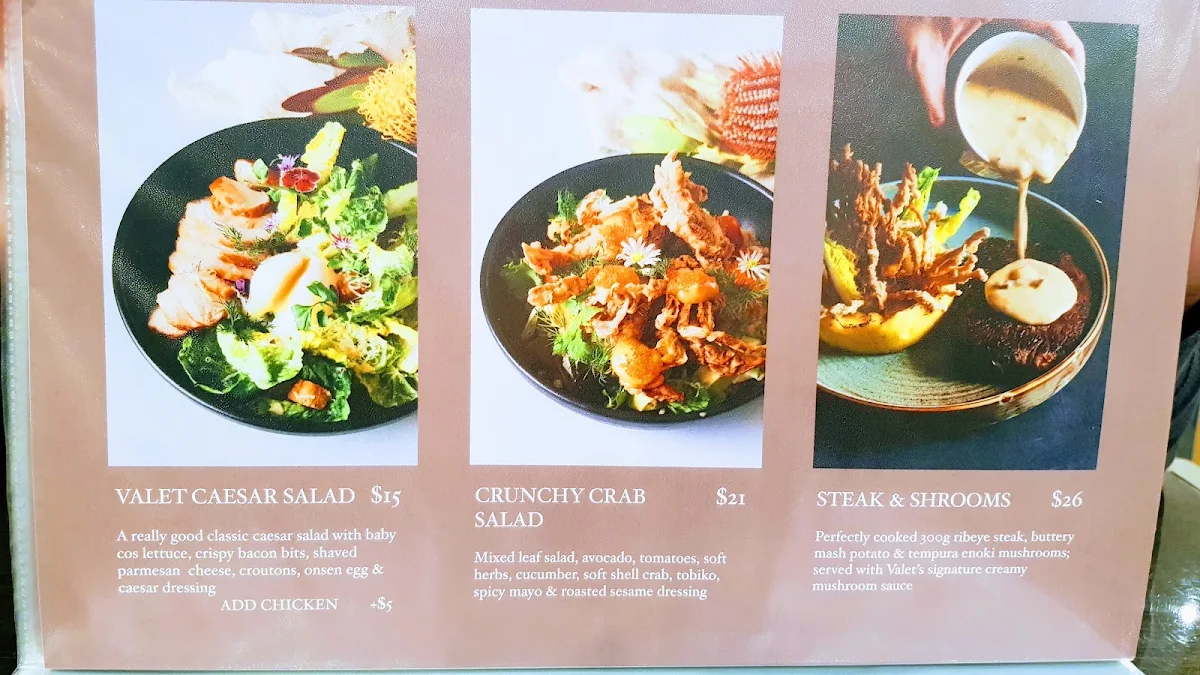 Menu, Valet