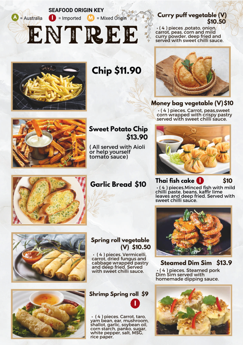 Menu, Hotel Sweeney's
