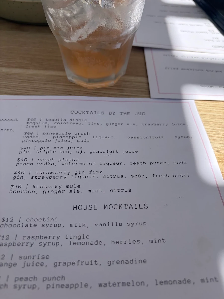 Menu, Fleet Street Social