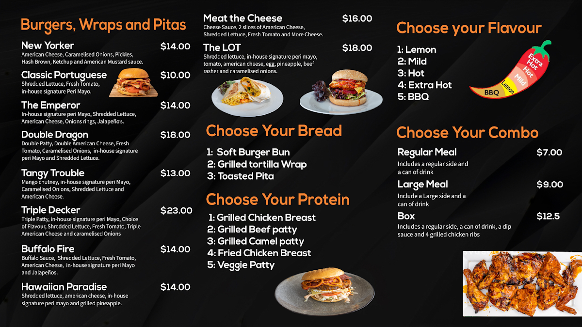 Menu, Flame N Flavours