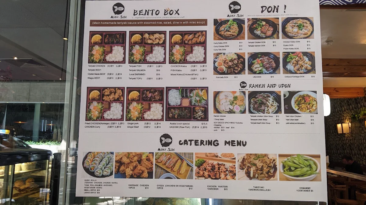 Menu, Asaka Sushi