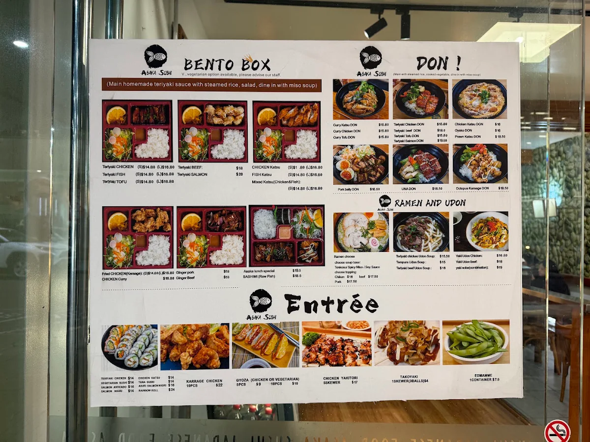 Menu, Asaka Sushi