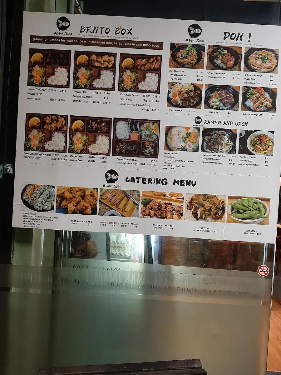 Menu, Asaka Sushi