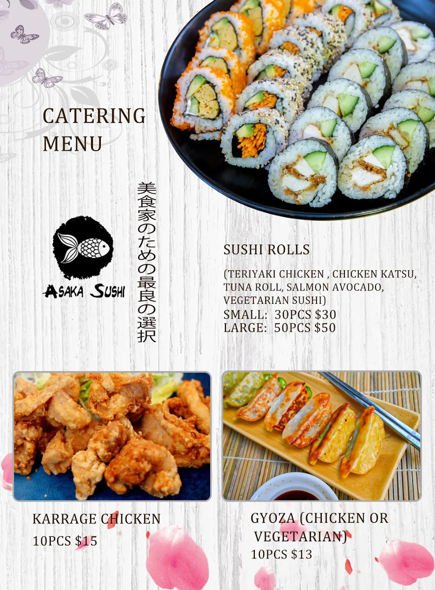 Menu, Asaka Sushi