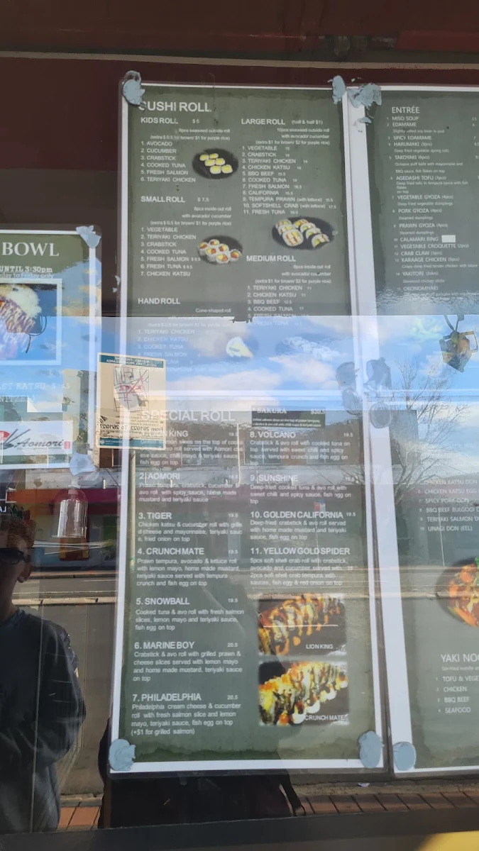 Menu, Aomori sushi in Caringbah NSW