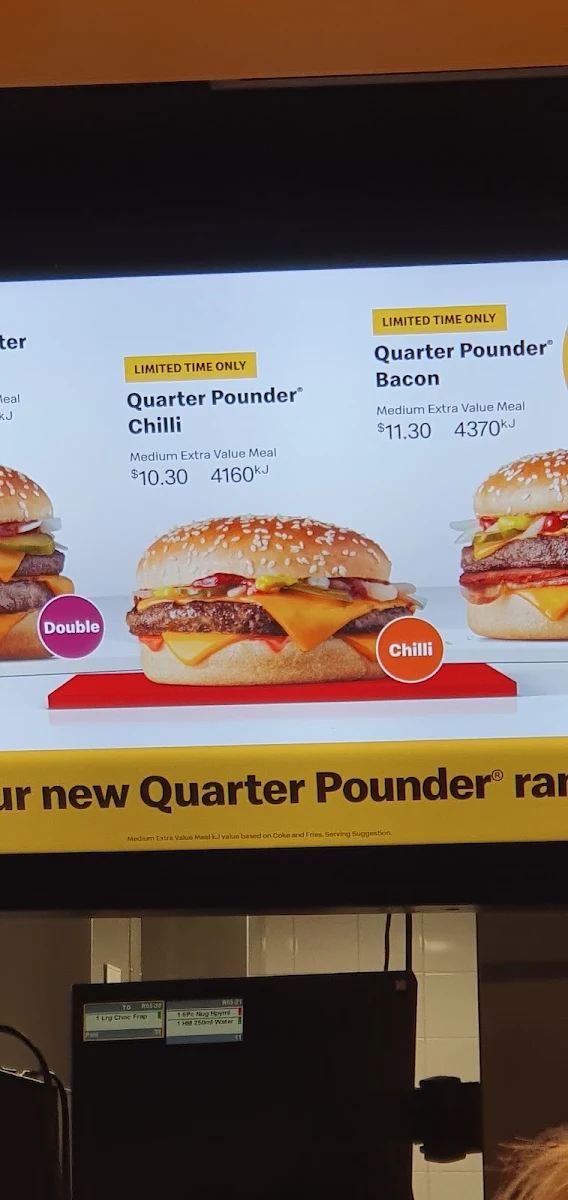 Menu, McDonald's Macquarie Centre