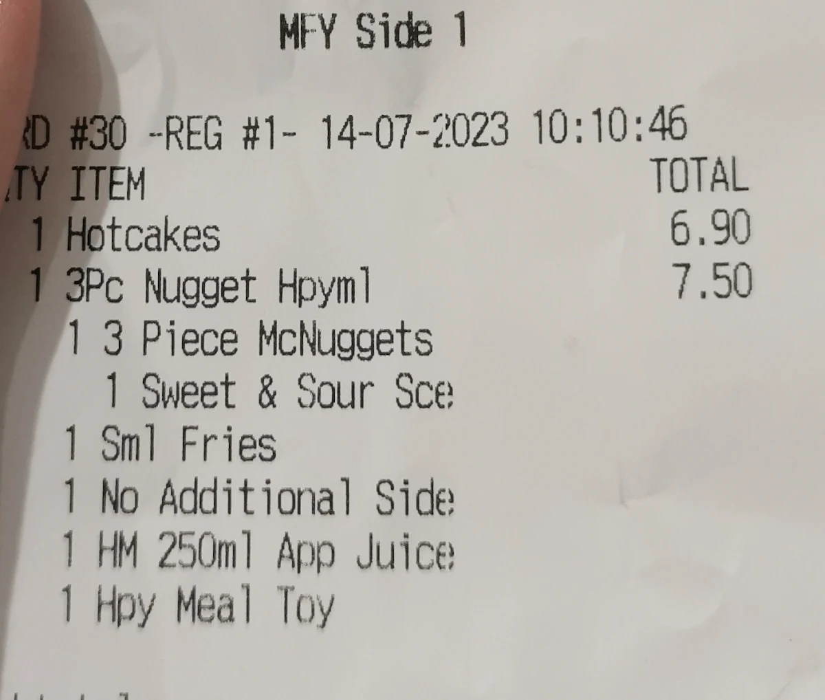 Menu, McDonald's Macquarie Centre