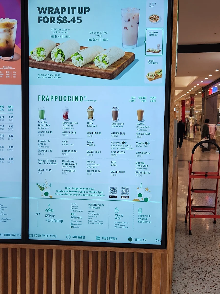 Menu, Starbucks Fountain Gate