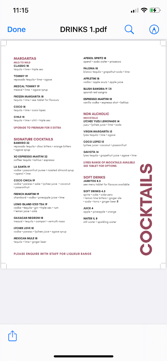 Menu, Agave Rosa | Restaurant & Taqueria