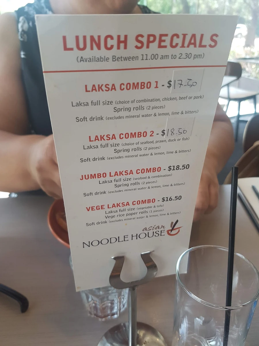 Menu, Asian Noodle House Woden