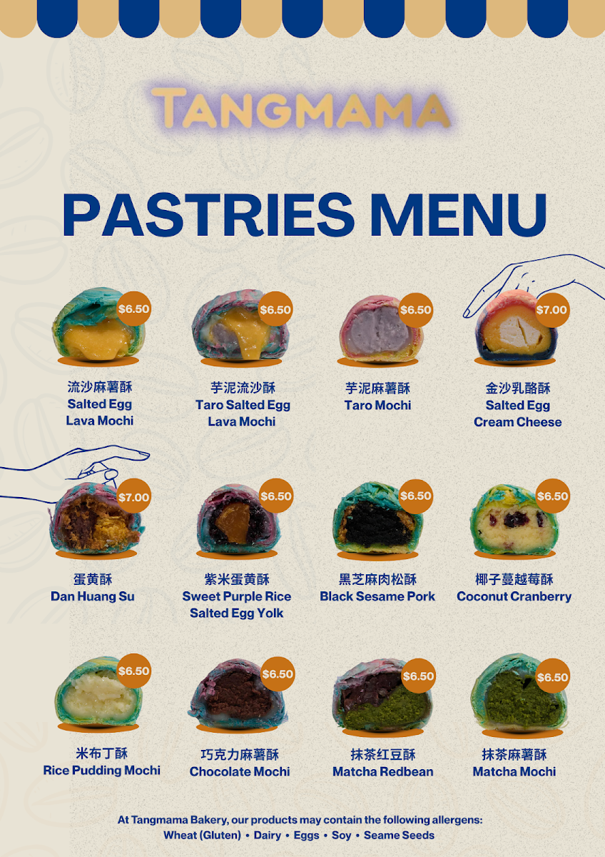 Menu, Tangmama Pastry