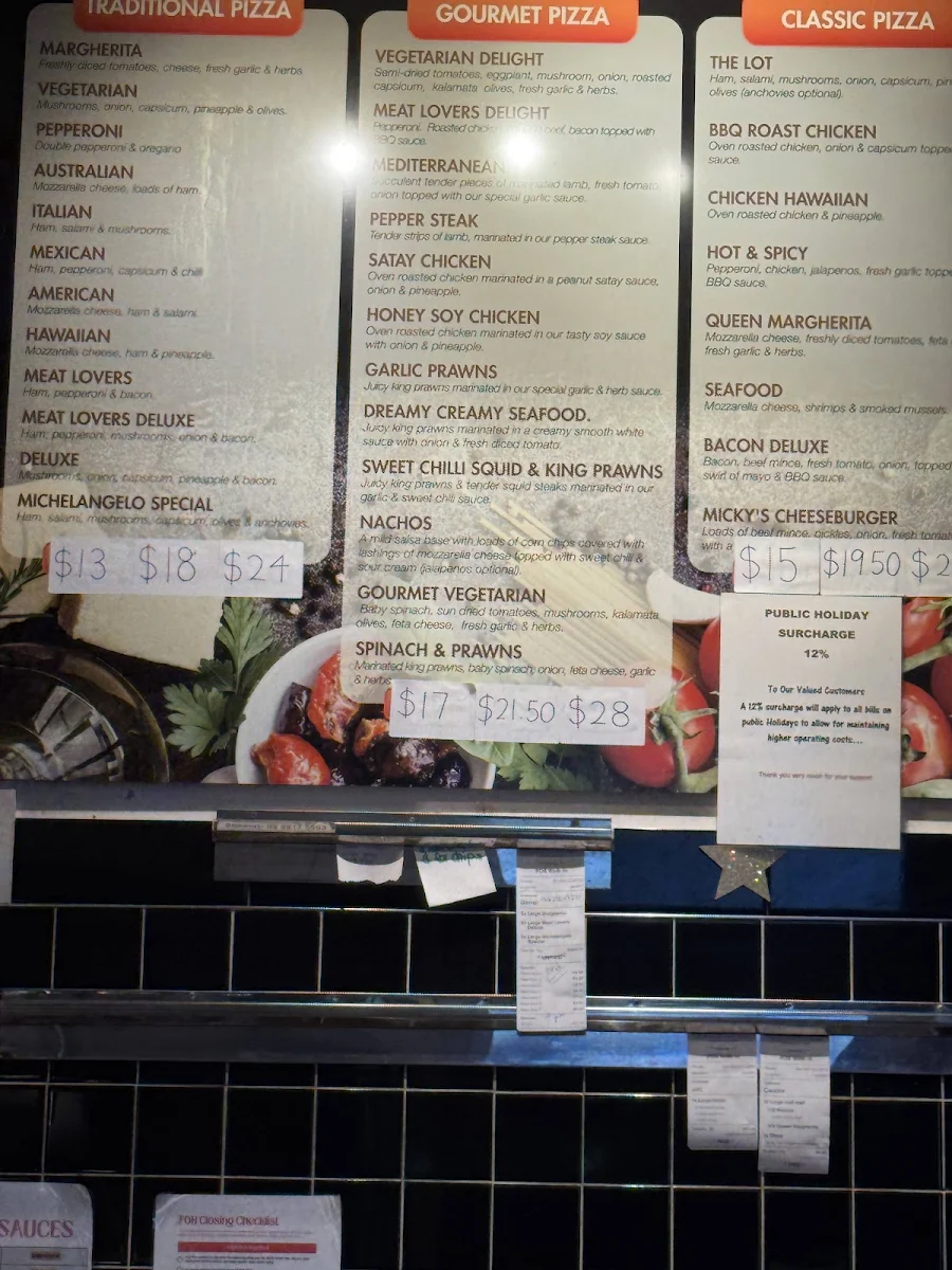 Menu, Michelangelo Dial A Pizza