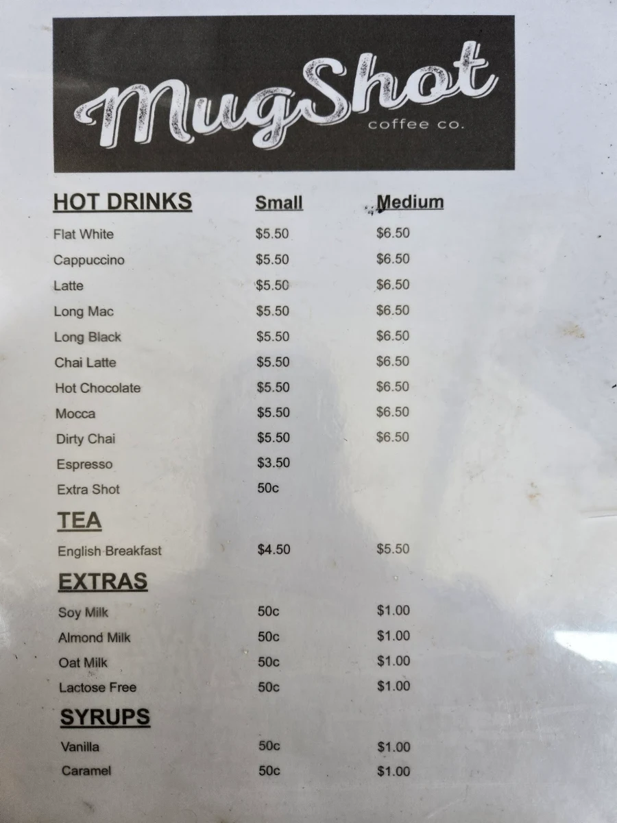 Menu, Mugshot Coffee Co