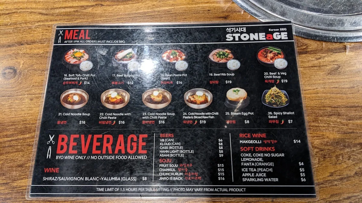 Menu, Stoneage BBQ West Ryde