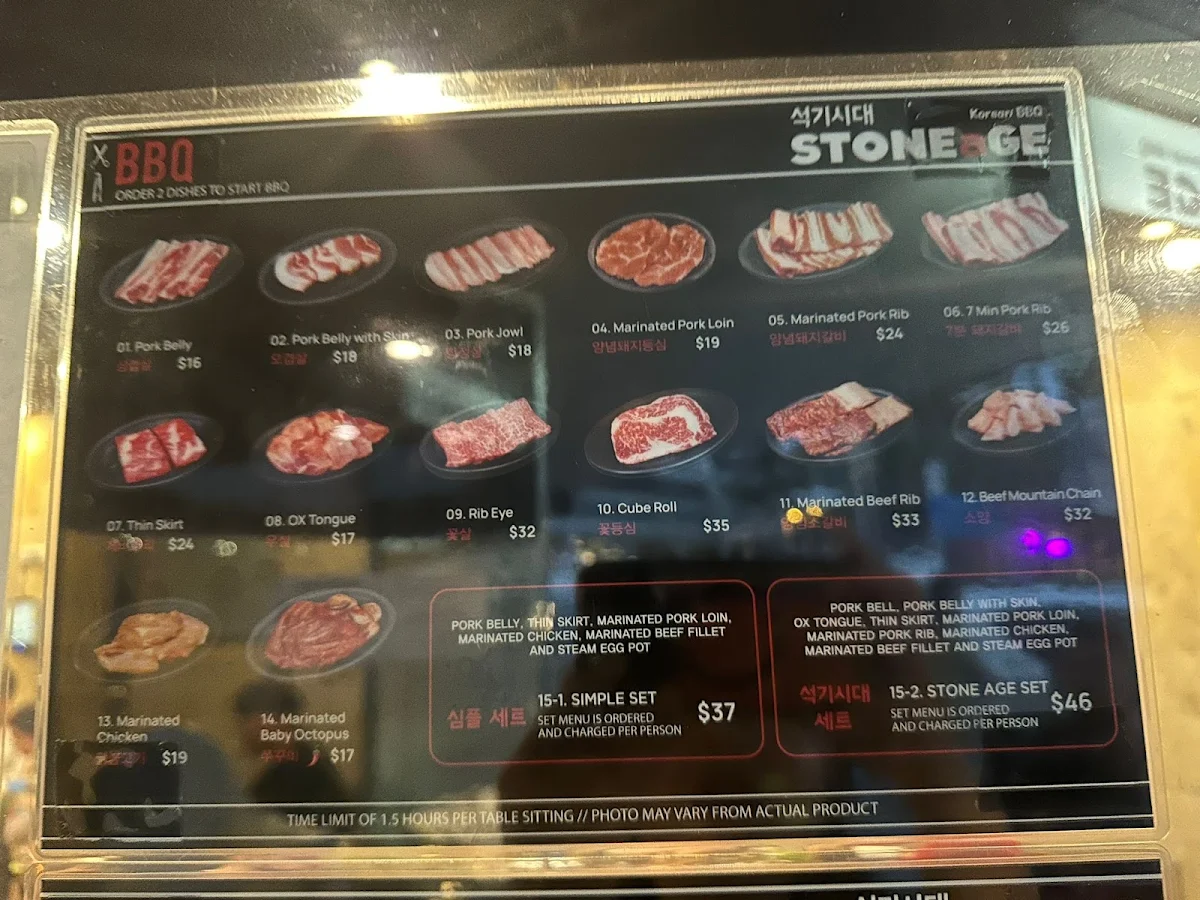 Menu, Stoneage BBQ West Ryde