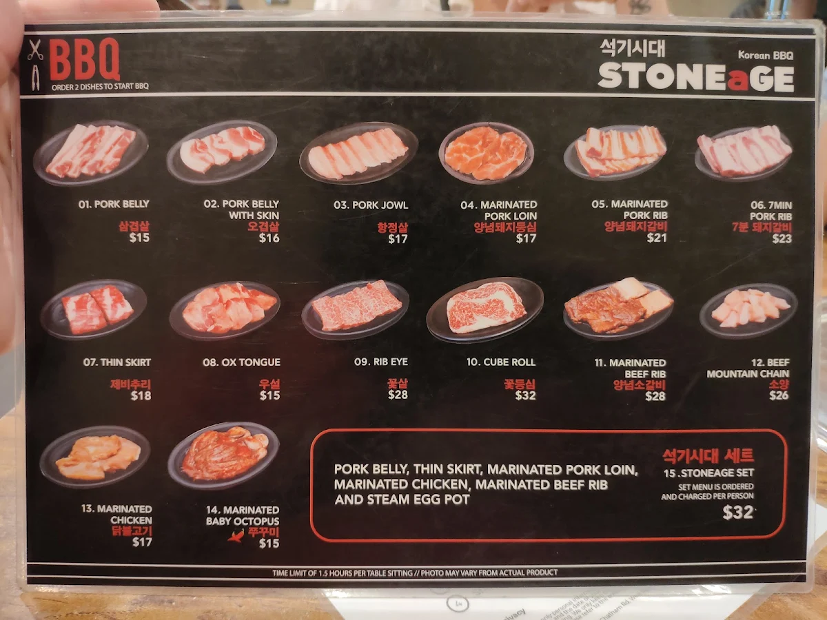 Menu, Stoneage BBQ West Ryde