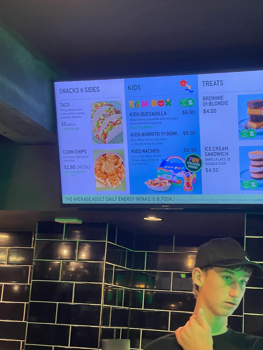 Menu, Zambrero