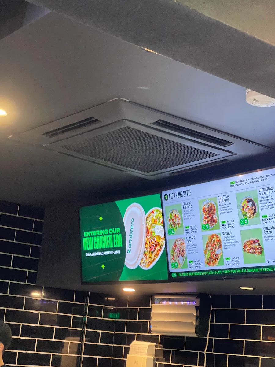 Menu, Zambrero
