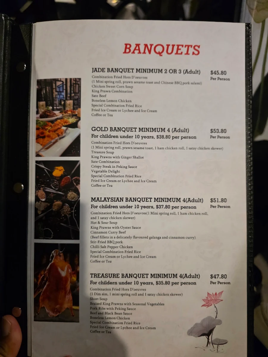 Menu, Dragon Palace