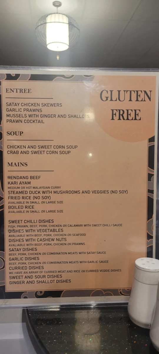 Menu, Dragon Palace